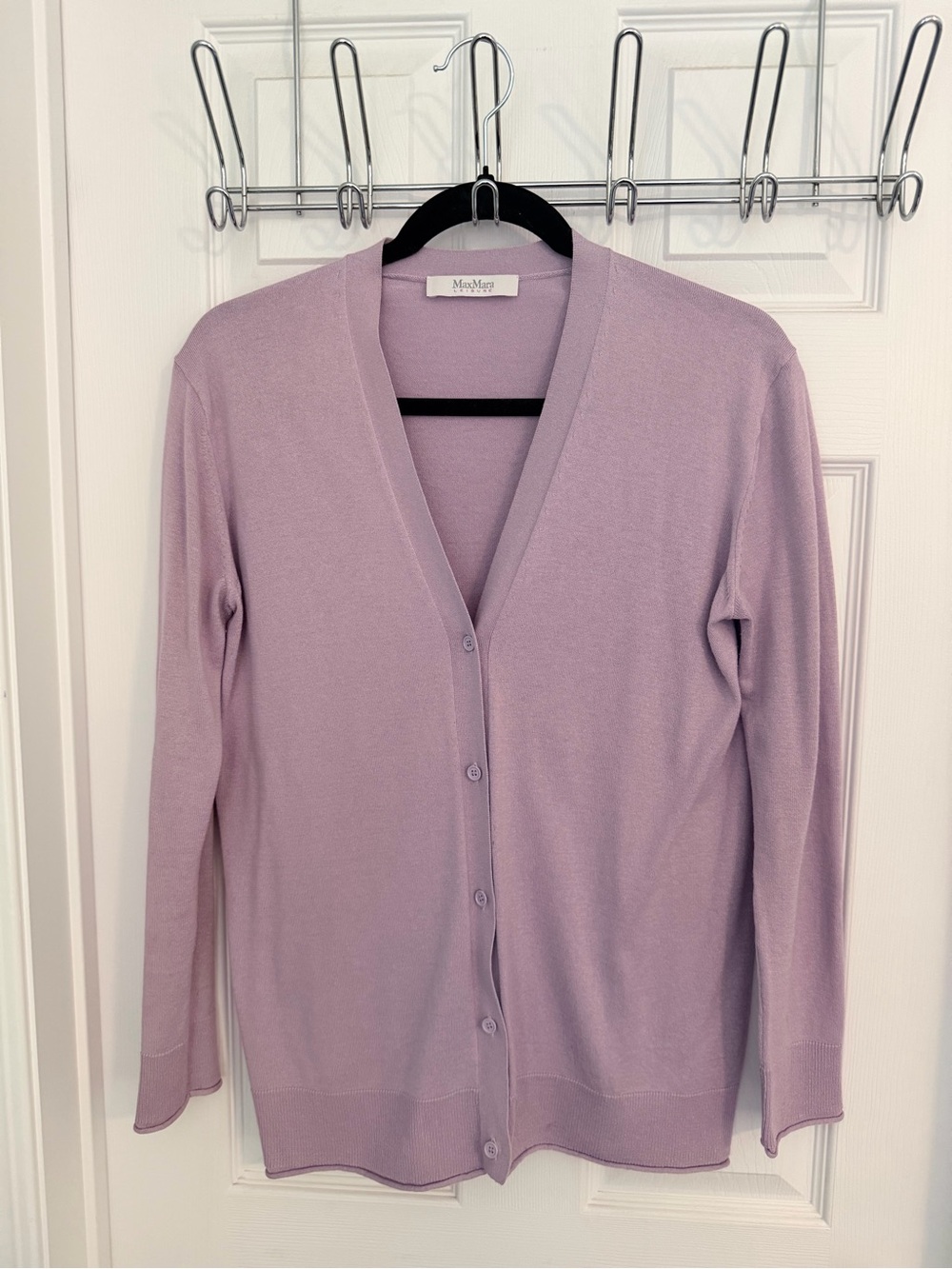 MaxMara Lilac V-Neck Button-Front Cardigan